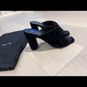 Saint Laurent Paris black velvet sandal